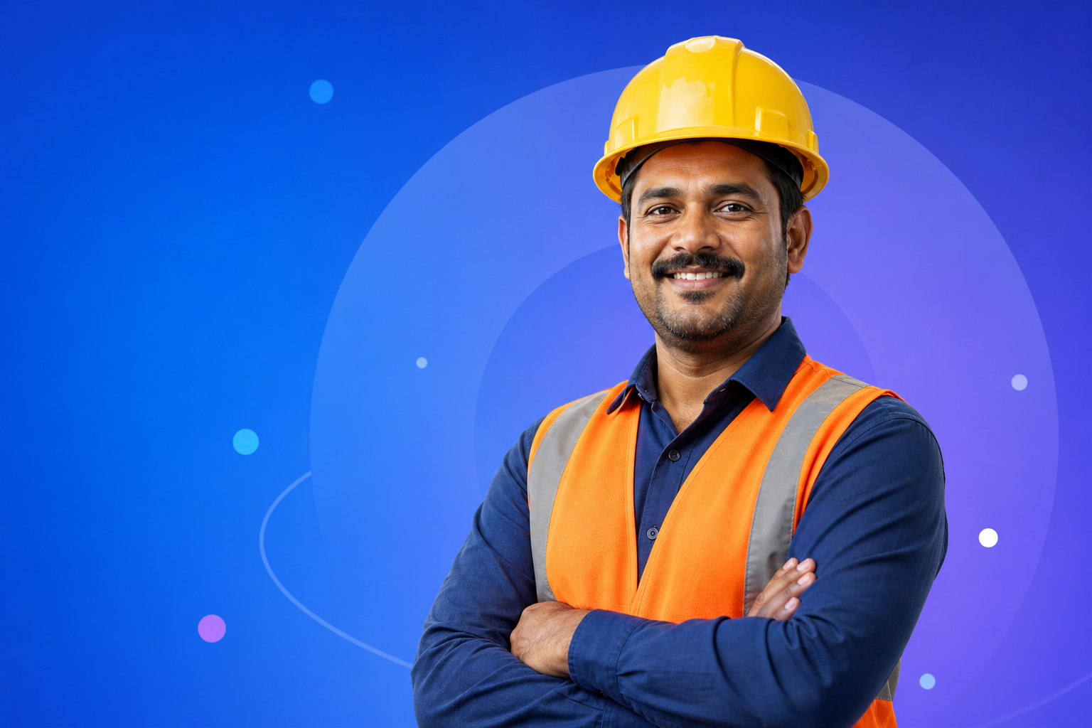 Blue-collar worker in safety equipment
